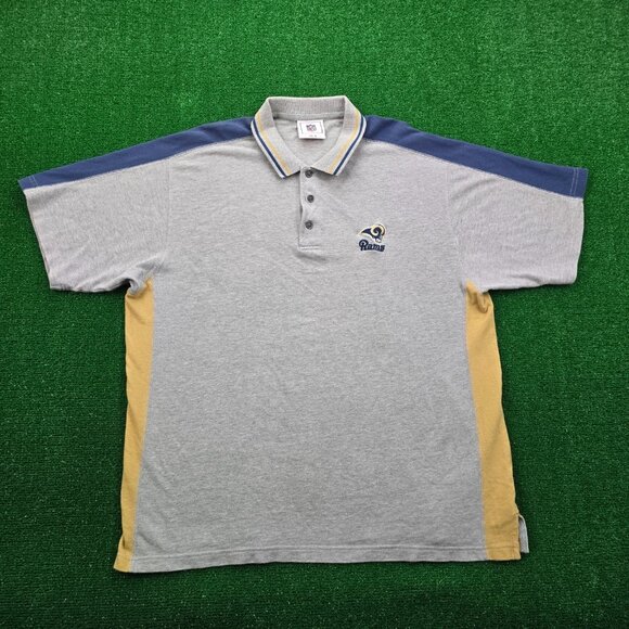 St Louis Rams Polo Shirt Mens XL Gray Vintage NFL Football Los Angeles - Picture 1 of 9
